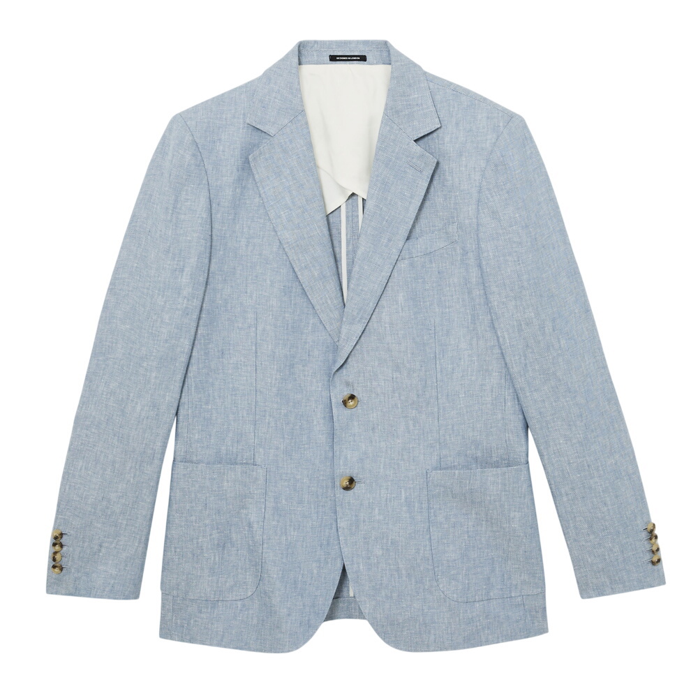 REISS Atlantic Linen-Twill Single-Breasted Blazer